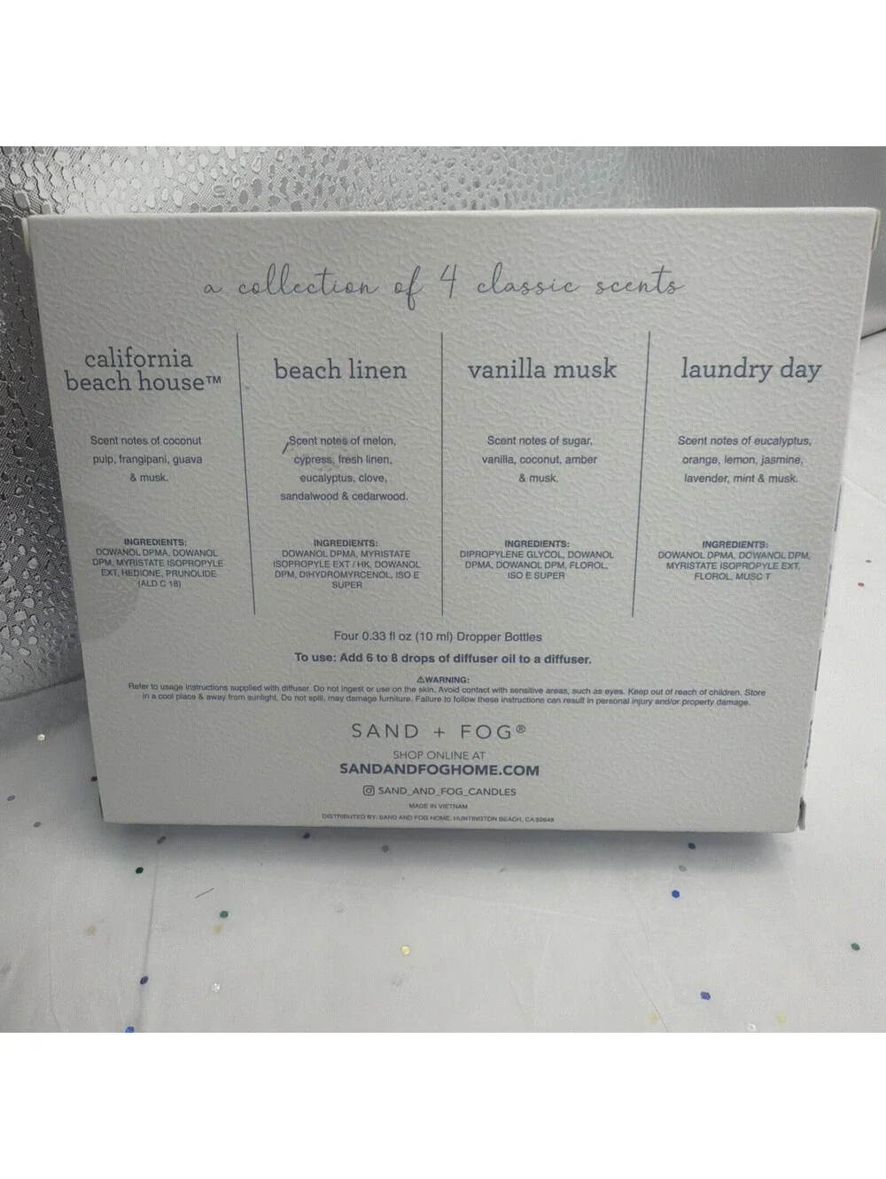 Sand + Fog Fragrance Diffuser Oil 4 Pack Laundry Day Vanilla Musk Linen NEW
